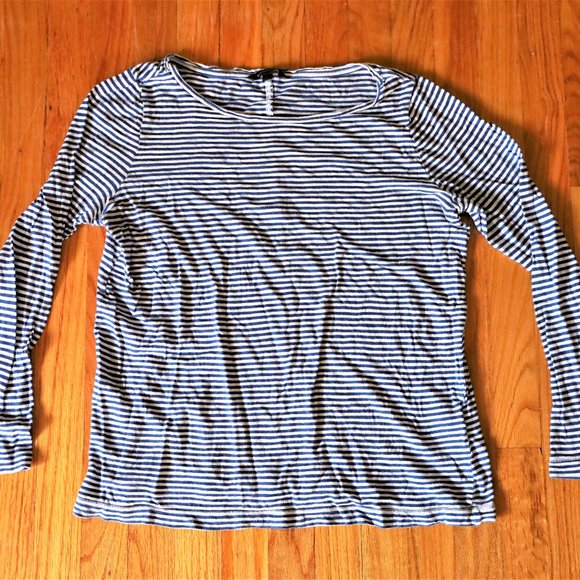 Banana Republic Women's Blue and White Striped Long Sleeve Size L - Picture 1 of 2